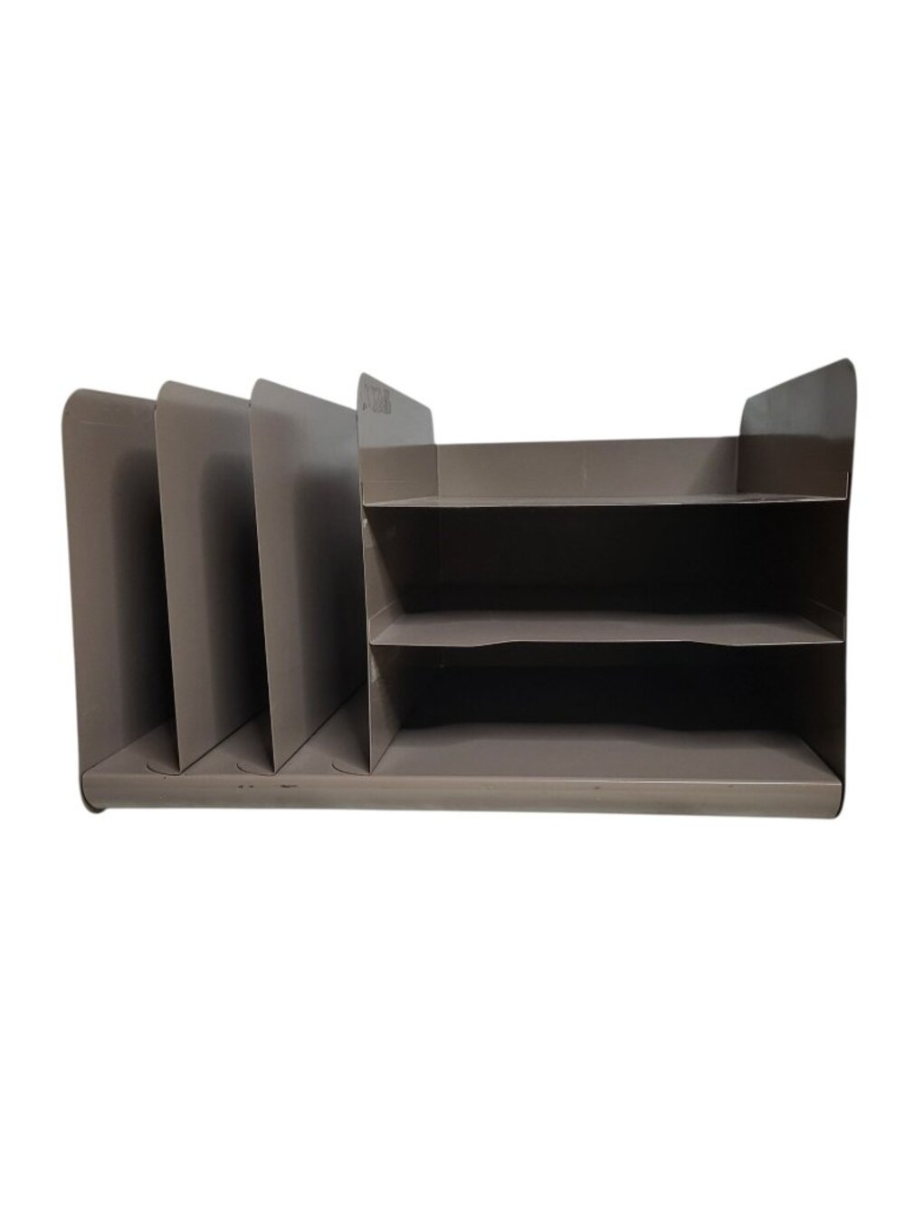 Vtg 1970s/1980s Metal Office Desk Paper Organizer Brown Industrial 15x11x9 in